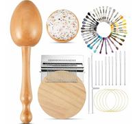 Jexine Mini Darning Egg for Socks 21 Hooks Small Speedweve Style Weaving Darning Loom with 9 Pcs Large Eye Needles 50 Colors Thread for Handcraft DIY Weaving Repair Tool(Silver)