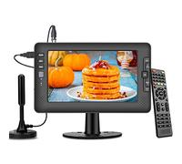 Jexiop 9" IPS Screen Small TV,Portable TV with Digital ATSC Tuner, USB Port, AV Input, Built-in Rechargeable Battery Operated TV, Mini TV for Camping Caravan Kitchen