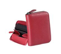 Jexmigo RFID Purses for Women - Genuine Credit Card Holder RFID Blocking, 12 Card Slots, Large Anti-Leak Coin Purse, Compact Ladies Leather Purse with YKK Zip, Card Wallet,for Mother Gift(Red)