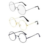 JEXOWIQ 3Pcs Unisex Round Glasses Costume Glasses Fake Glasses Wizard Costume Retro Sixties Style G ccessories Round Wire Costume Vintage Classic Design