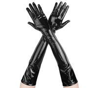 JEXOWIQ Women's Long Shiny Wet Look Leather Look Gloves, Evening Gloves, Approx. 53 cm Long, Gloves, Mittens for Women, Halloween Decoration, for Cosplay, Halloween Party