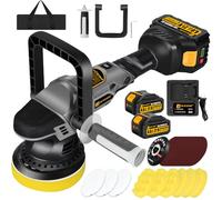 JEXUGK Cordless Buffer Polisher, 21V 15mm 5 Inch 1000W Brushless DA Polisher Kit for Waxing, Polishing with 2 x 4.0Ah Batteries, 3 Speeds for 2000-6000 RPM Boat Polishing and Waxing