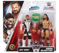 Mattel WWE Main Event Showdown Action Figures 2-Pack with Accessory, Series #23 Jey USO vs Drew McIntyre Collectible Set, 6-inch