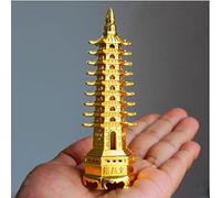 JEYANG Alloy Feng Shui Education Tower Nine Levels Wen Chang Pagoda for Education,Career,Business Growth | Table/Desk Decor Ornaments Gift,Gold 13cm