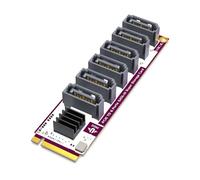 JEYI M.2 to SATA 3.0 Adapter,6 Ports, M Key to SATA 3.0 Expansion Card, PCIE 3.0 X2 Interface, 6Gbps per Port, Support SSD/HDD for Desktop PC, Compatible with Windows/Mac OS/Linux/Synology
