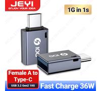 JEYI USB 3.2 to Type C OTG 10G Adapter, 36W Fast Charge Type C to USB 3.2 Converter, Male C to C 40Gbps Support Thunderbolt 3 USB 3.2 to C