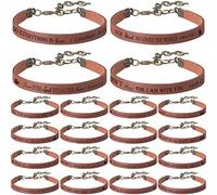 Jeyiour 20 Pcs Christian Bracelets for Women Men Inspirational Leather Bible Verse Quote Bracelet for VBS Sunday School Church Favor, 23 x 0.62 cm/ 9 x 0.25 inches, Leather Faux Leather, bracelets