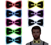 Jeyiour 8 Pcs Light up Bow Tie for Men Adjustable LED Neon Bowtie Glow in The Dark Clothes Rave Accessories Funny Party Costume Novelty Glow Outfits