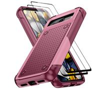 Jeylly for Google Pixel 8 Case with 2 X Screen Protector, Full Body Shockproof Heavy Duty Anti Scratch Dual Layer Protective Slim Fit Bumper Phone Case for Google Pixel 8, Red Pink