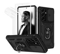 Jeylly for Samsung Galaxy S21 Ultra Case [Not for S21/S21 Plus], with Slide Camera Cover, Heavy Duty Shockproof Protective Case with Magnetic Kickstand Card Holder for Galaxy S21 Ultra 5G, Black