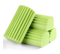Jeymei 4-Pack Damp Clean Duster Sponge, Sponge Cleaning Brush, Duster for Cleaning Blinds, Glass, Baseboards, Vents, Railings, Mirrors, Window Track Grooves and Faucets Green Non-Scratch Sponges