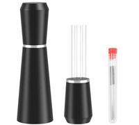 Jeymei WDT Espresso Distribution Tool, 0.35mm 8 Needle Coffee Stirrer with 8 Extra Needles, 304 Stainless Steel, Aluminum Alloy Handle with Stand, Barista Espresso Whisk Tool (Metal Black)