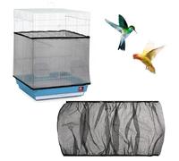 JEYORZY 1 x Bird Cage Cover, Adjustable Bird Cage Cover, Bird Cage Seed Catcher, Protective Net for Bird Cages, Parrots, Nylon Mesh, Suitable for Cages with a Circumference of 152-180 cm, Black-L