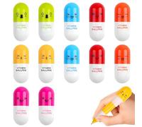 JEYORZY 12 x Mini Pill Ballpoint Pen, Mini Capsule Pens, Creative Retractable Pill Ballpoint Pen for School, Office Supplies, Stationery, Gift (6 Colours)