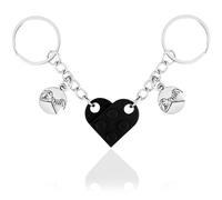 JEYORZY 2 x Couple Heart Keychain, Couple Him and Her, Boyfriend Gift, Heart Keyring for New Home, Anniversary Gifts, Home New Ideas Valentine's Day Gift, Couple Keychain, Black