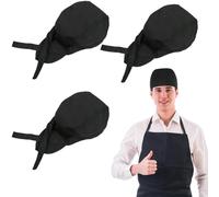 JEYORZY 3 Pieces Chef's Cap, Adult Black Chef's Hat, Adjustable Kitchen Hat, Kitchen Bandanas for Men, Unisex Kitchen Bandana Hats for Bakers, Restaurant