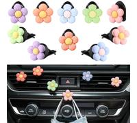 JEYORZY Pack of 10 Daisy Flower Car Air Freshener Clip Car Accessories Interior Decoration Women Car Decoration Accessories Car Decoration Interior for Car Living Room Office (Multi-Colour)