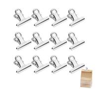JEYORZY Pack of 12 Metal Clips, Small Bulldog Paper Clips, Multi-Function Hinge Clip Letter Clips for Tags, Bags, Photos, Drawings, Crafts, Office, Kitchen (Silver)