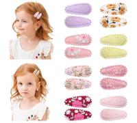 JEYORZY Pack of 16 Hair Clips, Snap Toddler Hair Clips - Hair Clips Children, Girls, Cute Hairpin, Floral Pattern, Wrapped Mini Barrettes, Cute Hair Accessories for Girls and Toddlers