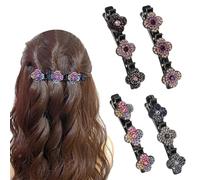 JEYORZY Pack of 4 Double Layer Hair Clips, Braided Hair Clips, Hair Clips, Women's with Sparkling Crystal Stones, Hair Clip, Elegant Clips, Hummingbird Hair Clip, Rhinestone Hair Clips, Hair Clips