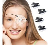 JEYORZY Pack of 4 Transparent Eye Patches, Plastic Eye Protection, Clear Eye Patch, Comfortable Eye Protection After Surgery with Adjustable Rope, Breathable Eye Patch for Eye Surgery Cover