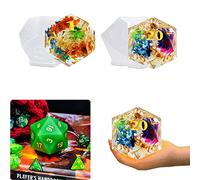 JEYUQAXY Large Silicone Polyhedral Dice Molds 2 Styles with D20, and D12 Resin Casting Mold DND for DIY Resin, Dice, Jewelry, Candles, Crafts Board RPG Games white