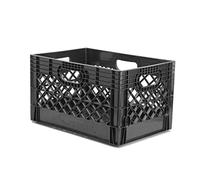 JEZERO Milk Crate for Household Storage: The Ultimate Storage Tote for Groceries, Garages, Kayaking & Outdoor, Stackable Storage | BLACK, Plastic, 13" x 11" x 19”, (MC24)