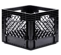 JEZERO Milk Crate for Household Storage: The Ultimate Storage Tote for Groceries, Garages, Kayaking & Outdoor, Stackable Storage | BLACK, Plastic, 13" x 13" x 11” (MC16-S2)