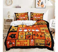 JEZIVLO Halloween Duvet Cover Single Size Cartoon Goest Pumpkin Lantern Comforter Cover Halloween Quilt Cover for Child Kids Boys Girls Teens Horror Bedding Set for Kids