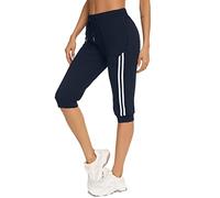 Jezonga Women's Joggers Pants Capri Cropped Sweatpants Trousers Soft Workout Gym Running Lounge Tracksuit Bottoms with Pockets （Dark Blue，XXL）