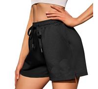 Jezonga Women's Running Shorts Casual Gym Walking Workout Hiking Jogging Lounge Sweat Summer High Waisted with Pockets（Black，XXL）