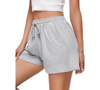 Jezonga Women's Running Shorts Casual Gym Walking Workout Hiking Jogging Lounge Sweat Summer High Waisted with Pockets（Grey，XL）