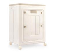 JF HOME BLISS 110L Jumbo Stackable Storage Box with Lid & Wheels Heavy Duty Foldable Collapsible Plastic Storage Bins Organizer with Lockable Doors for Home Garage Bedroom Closet & Seasonal Clothing