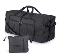 JF HOME BLISS 120L Large Foldable Travel Duffel Bag with Shoe Compartment Lightweight Holdall Bag for Men & Women Weekend Overnight Gym Sports Bag Carry-On Luggage with Shoulder Strap Black