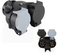 JF HOME BLISS 13-to-7 Pin Towing Adaptor - 13 Pin to 7 Pin Caravan Trailer Adapter, 2-in-1 Twin Socket Waterproof Towing Converter for Car, Caravan & Truck