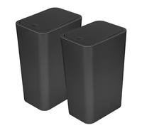 JF HOME BLISS 2PCS Slim Bathroom Bin with Lid - 10L Compact Plastic Rubbish Bin Set for Toilet, Bedroom, Office, Kitchen - Dog Proof Push-Button Waste Bins (Black)