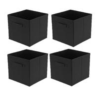 JF HOME BLISS 4 Pcs Cube Storage Box Collapsible Organizer Bin 27x27x28cm Cubes Fabric Storage Bins with Handles Open-Top Toys Box for Closet Shelves Drawer Bedroom Black