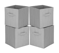 JF HOME BLISS 4 Pcs Cube Storage Box Collapsible Organizer Bin 27x27x28cm Cubes Fabric Storage Bins with Handles Open-Top Toys Box for Closet Shelves Drawer Bedroom (Gery)