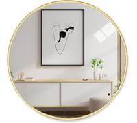 JF HOME BLISS 50cm Round Wall Mirror, Modern Brushed Metal Frame - HD Glass Circle Mirror for Bathroom, Living Room, Bedroom & Makeup, Shatterproof