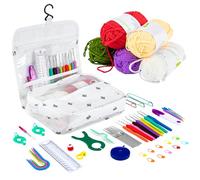 JF HOME BLISS 61-Piece Crochet Hooks Set for Beginners & Adults, Ergonomic Metal Hooks (2mm-6mm), Complete Crochet Kit with Wool, Needles & Accessories - Random Color