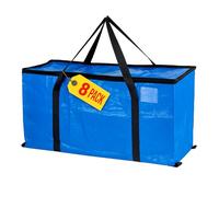 JF HOME BLISS 8 Pack 90L Moving Bags, Heavy Duty Storage Boxes, Waterproof Packing Bags with Reinforced Handles, Large Zipper Bags for Clothes Storage, Moving, Travelling, Camping (8 Pack)