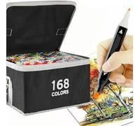 JF HOME BLISS Alcohol Art Markers Twin Marker Pens Set - Dual Tip Permanent Sketch Pens for Drawing, Coloring & Illustration, Fine & Broad Tips for Comics, Fashion, Design & Creative Art (168 Colors)