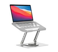 JF HOME BLISS Aluminum Alloy Laptop Stand with 360° Swivel Base Ergonomic Adjustable Height Foldable Laptop Riser for Desk Ventilated Computer Holder Compatible with 10-16 Inch Laptops Silver