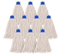 JF HOME BLISS Colour Coded Cotton Mop Heads Replacement , Super Absorbent Self-Threading Universal Fit for Wet & Dry Floor Cleaning - Ideal for Kitchen, Bathroom, Commercial & Home Use (Blue, 10 Pack)