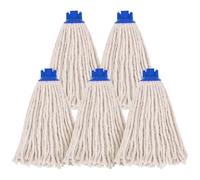 JF HOME BLISS Colour Coded Cotton Mop Heads Replacement , Super Absorbent Self-Threading Universal Fit for Wet & Dry Floor Cleaning - Ideal for Kitchen, Bathroom, Commercial & Home Use (Blue, 5 Pack)