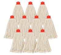 JF HOME BLISS Colour Coded Cotton Mop Heads Replacement , Super Absorbent Self-Threading Universal Fit for Wet & Dry Floor Cleaning - Ideal for Kitchen, Bathroom, Commercial & Home Use (Red, 10 Pack)