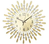 JF HOME BLISS Diamond Jeweled Gold Sunflower Wall Clock - Modern Metal Sparkly Arabic Numeral Decor for Living Room and Bedroom (38cm Gold)