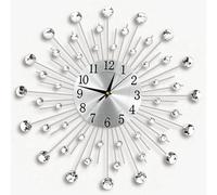 JF HOME BLISS Diamond Jeweled Wall Clock, 45cm Silver, Modern Metal, Silent, Arabic Numeral, Decorative Wall Clocks for Living Room, Bedroom
