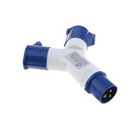 JF HOME BLISS Electrical Connection Splitter Industrial Plug 2-way 16A Splitter Cable Camping Power Connection Lead Adapter Industrial Plug 20.3 x 18.5 cm Suitable for Caravans Caravans