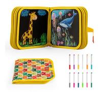 JF HOME BLISS Erasable Coloring Book for Kids - Portable Graffiti Drawing Book with 12 Colored Pencils, Reusable Doodle Pad with 14 Pages for Endless Creativity (Yellow)